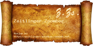 Zeitlinger Zsombor névjegykártya